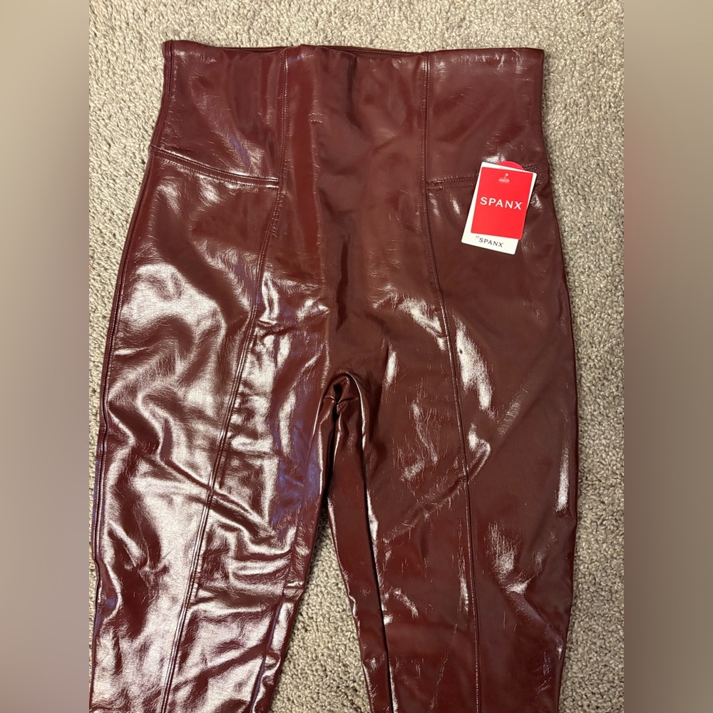 Spanx Faux Leather Leggings in “ruby” - Picture 2 of 6